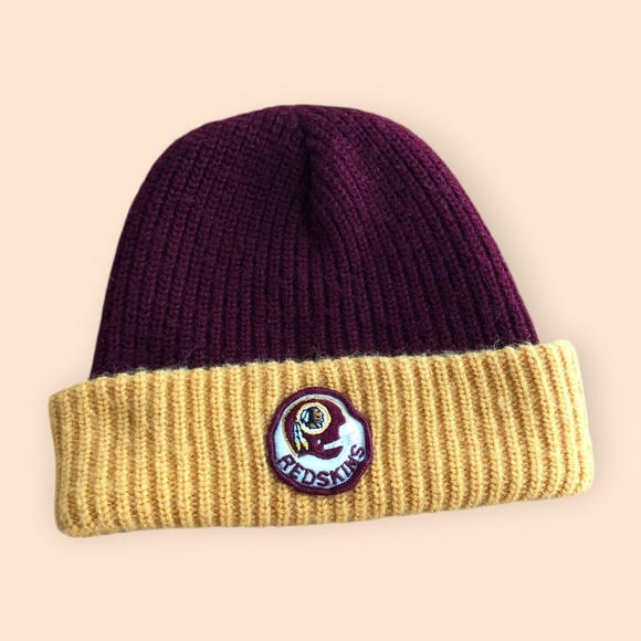 Vintage 90s Washington Redskins Knit Beanie Hat NFL Football Fall Winter OS - Picture 1 of 4